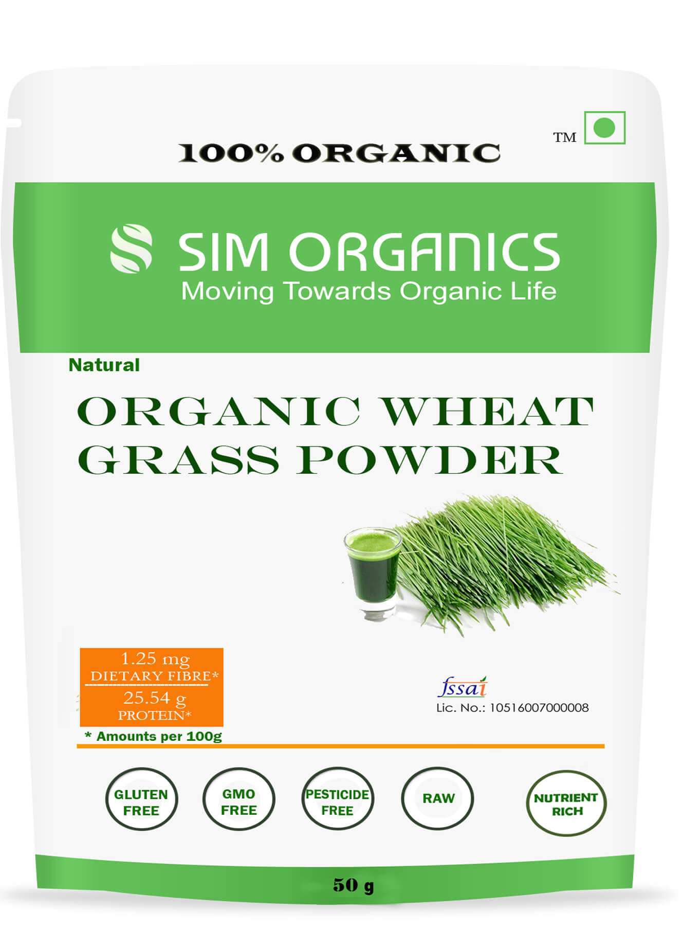 SIM ORGANICS WHEAT GRASS POWDER